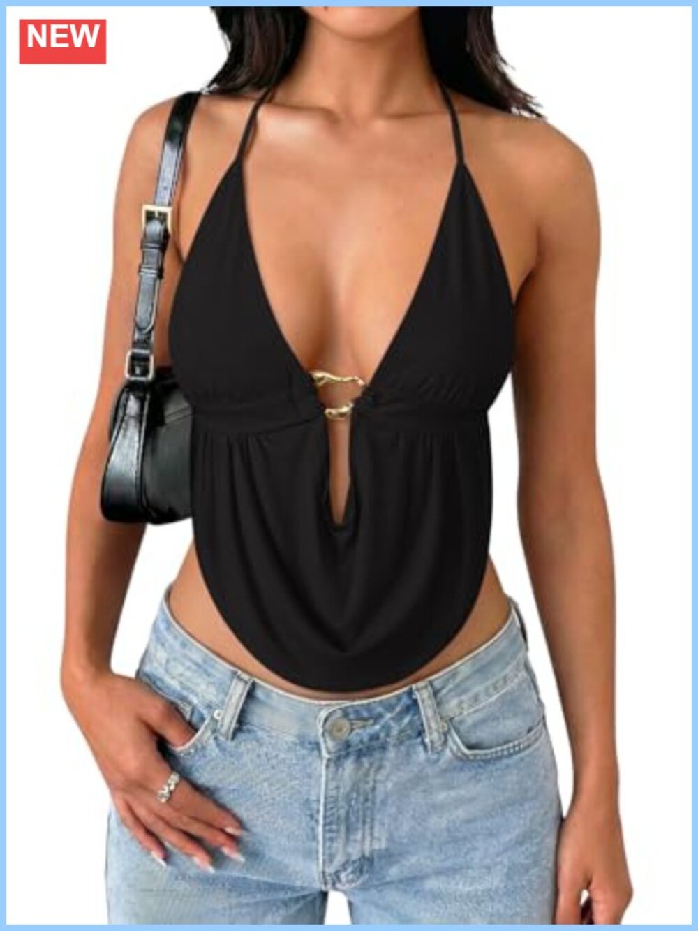 Women's Sexy Halter Top Y2K Backless Double Lined Viscose Club Rave Tank